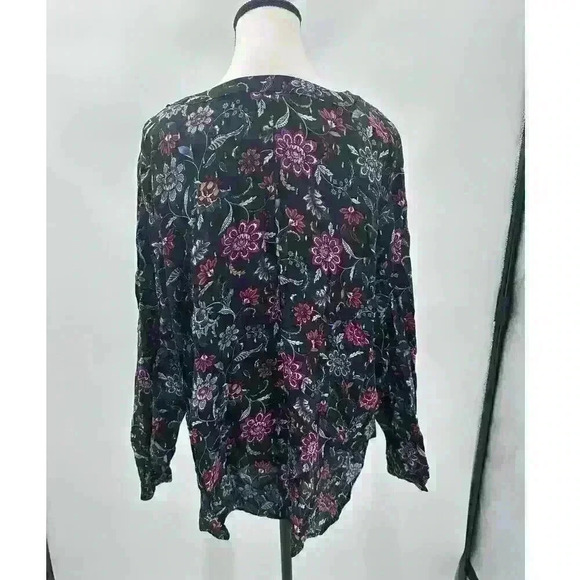 Lane Bryant Long Sleeve V Neck Smocked Yoke Blouse Floral Print Women's Size‎ 22 - Picture 6 of 7